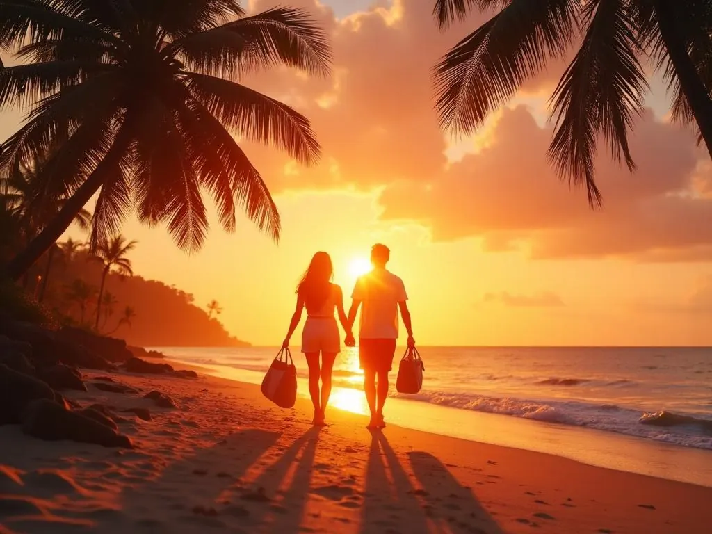 Couple enjoying sunset in Bali